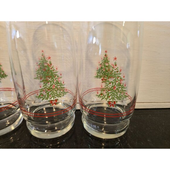 Vintage JCPenney Christmas Tree Glasses Set 4 Holiday drinkware  NOS - Picture 10 of 14